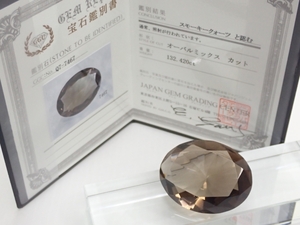 C517　ルース　スモーキークォーツ　水晶　132ct　26.4ｇ　鑑別書/リメイク/ジュエリー　unset jewel　 loose stone