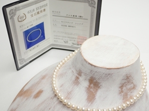 C542 Akoya Pearl Pearl Ожерелье 5 мм длиной 38 см 18,7 г серебра