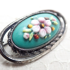 L261 ヴィンテージ ブローチ 陶器 花の飾り アクセサリー Vintage Broochの画像2