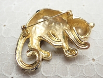 L264　ヴィンテージ　ブローチ　動物デザイン　ゴールドカラー　エナメル　チーター　パンサー　ヒョウ　アクセサリー　Vintage　Brooch_画像6