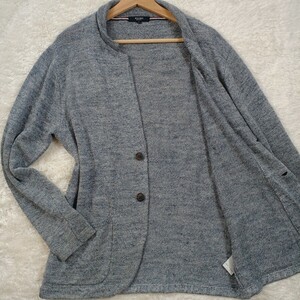 BEAMS HEART Beams knitted Anne navy blue stretch cardigan long sleeve shawl color deer. . flax linen size L gray navy 