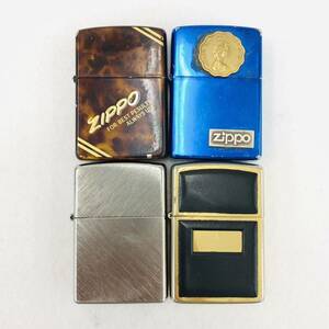 Zippo ジッポー 4点セット エリザベス ブルー , FOR BEST PESULTS ALWAYS USE ダイアゴナル , ブラック×ゴールド等 火花ok 現状品 B3