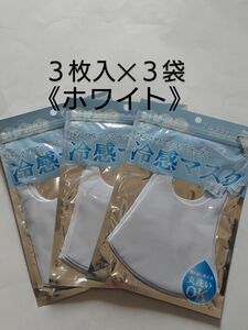 冷感マスク(ホワイト) ふつうサイズ３枚入×３袋【合計９枚】 ひんやりアイスデラックス 接触冷感 ウレタンマスク 白