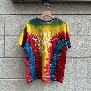 USED USA古着 タイダイ プリントTシャツ 半袖Tシャツ EXIST カラフル 派手 アメリカ古着 vintage ヴィンテージ Sサイズ KEY WEST