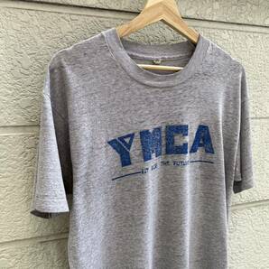 80s USA製 グレー プリントTシャツ 半袖Tシャツ SCREEN STARS スクリーンスターズ YMCA 雰囲気系 アメリカ製 古着 vintage ヴィンテージ Lの画像4
