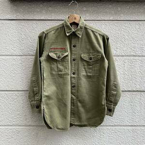 60s USA古着 長袖シャツ コットンシャツ BSA BOY SCOUTS OF AMERICA アメリカ古着 vintage ヴィンテージ マチ付き ワークシャツ ミリタリー