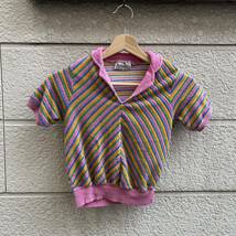 USED USA古着 キッズ パイル生地 半袖シャツ ポロシャツ スキッパー Top Stitch カラフル ビーチシャツ アメリカ古着 vintage ヴィンテージ_画像1