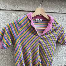 USED USA古着 キッズ パイル生地 半袖シャツ ポロシャツ スキッパー Top Stitch カラフル ビーチシャツ アメリカ古着 vintage ヴィンテージ_画像3