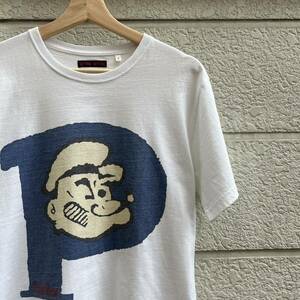 USED 古着 BLUE BLUE 白 半袖Tシャツ プリントTシャツ ブルーブルー 聖林公司 ポパイ キャラクター 古着 2 Mサイズ