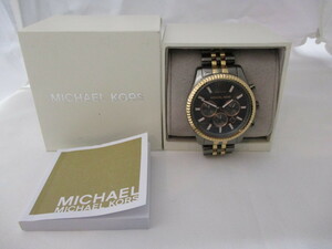 【美品中古】マイケルコース MICHAEL KORS 時計　MK-8561 メンズ　クロノグラフ　ブラック　ローズゴールド