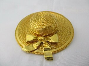 [ прекрасный товар б/у ] Chanel CHANEL брошь шляпа узор Gold цвет 
