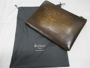 【超美品】Berluti　ベルルッティ　NINO GM（ニノGM） レザー ドキュメントホルダー・クラッチバッグ・セカンドバッグ　ホールマーク6個