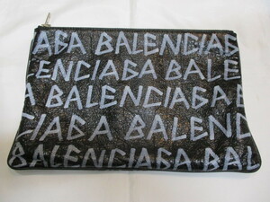 [ прекрасный товар ] Balenciaga BALENCIAGA Carry зажим Logo клатч кожа черный 494040