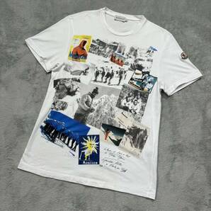1円〜 希少 美品 MONCLER モンクレール 半袖Tシャツ スキープリント ホワイト Sサイズ の画像1
