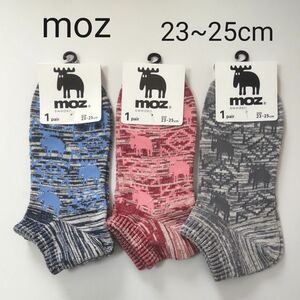 (新品) MOZ モズ レディース ソックス 靴下 3足セット 23～25cm