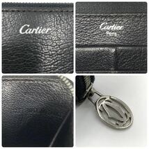 1円/美品/入手困難品● カルティエ Cartier 長財布 ウォレット ラウンドファスナー ジップ マストライン Cドゥ 黒 ブラック レザー _画像10