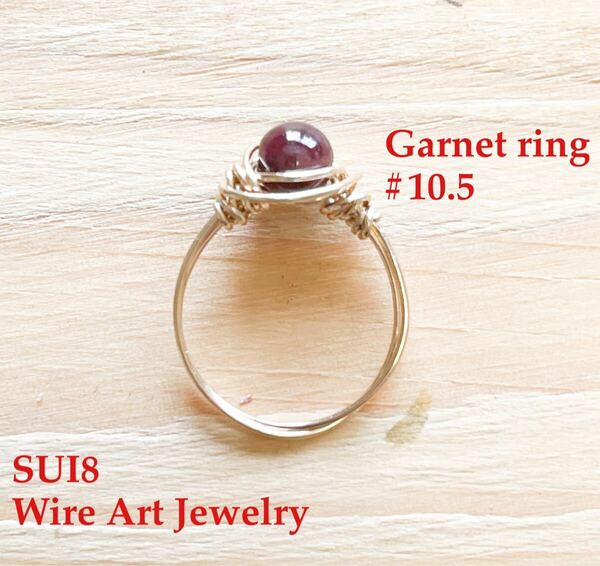 SUI8- a Garnet ring January Birthday stone k14gf 10.5 ガーネットのリング10.5号