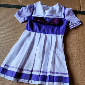 ウマ娘 トレセン学園 制服 Sサイズ 一円スタートコスプレ衣裳 白と青に紫リボン 薄い紫のライン飾り 脇ファスナーの画像7