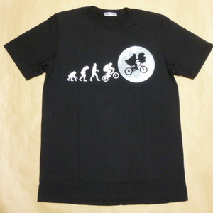 新品 パロディTシャツ Lサイズ [ 人類の進化 ET ] 面白Tシャツ シュールTシャツ 映画 イーティー 自転車