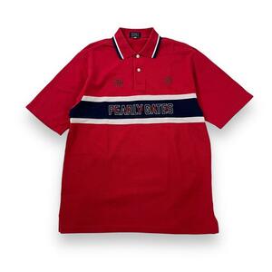 新品 パーリーゲイツ メンズ ゴルフウェア 半袖 ポロシャツ 赤 L ボーダー