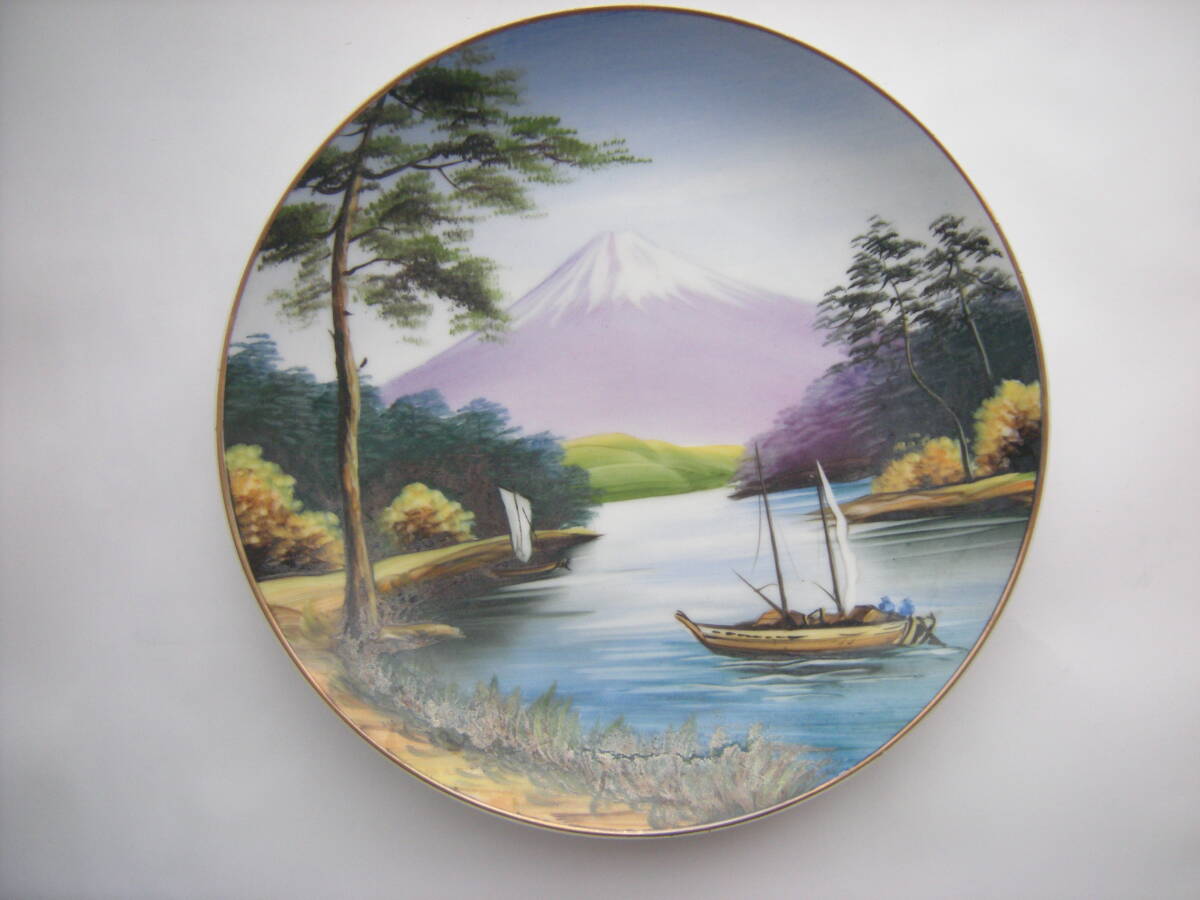 图画盘 装饰盘 濑户烧 旧日本(旧则武风格)手绘 富士山湖畔 HAND PAINTED JAPAN, 日本陶瓷, 濑户, 盘子