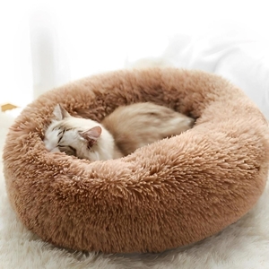 [ не использовался ] кошка bed собака bed круглый домашнее животное подушка теплый предотвращение скольжения стирка возможность Brown 60Cm
