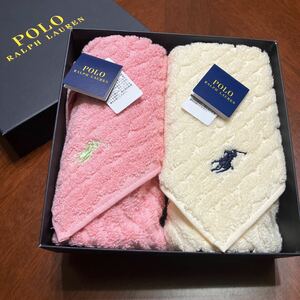 ラルフローレン タオルハンカチ 2枚セット ピンク系 黄色系 綿100% 日本製