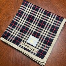 正規品 BURBERRY 男女兼用 大判ハンカチ 50㎝四方 ノバチェック 黒ベース 未使用_画像1