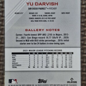 2022 Topps Gallery #176 YU DARVISH San Diego Padres Texas Rangers Hokkaido Nippon Ham Fightersの画像2