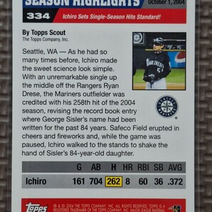 2005 Topps #334 ICHIRO SUZUKI Season Highlights Ichiro Breaks George Sisler's Hit Record! Seattle Mariners Orix Blue Waveの画像2