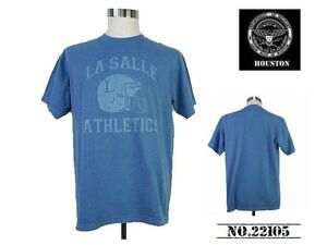 【送料無料 35%OFF】HOUSTON ヒューストン ピグメント ヘビーウェイト プリントTシャツ「LASALLE」 NO.22105 BLUE_Mサイズ