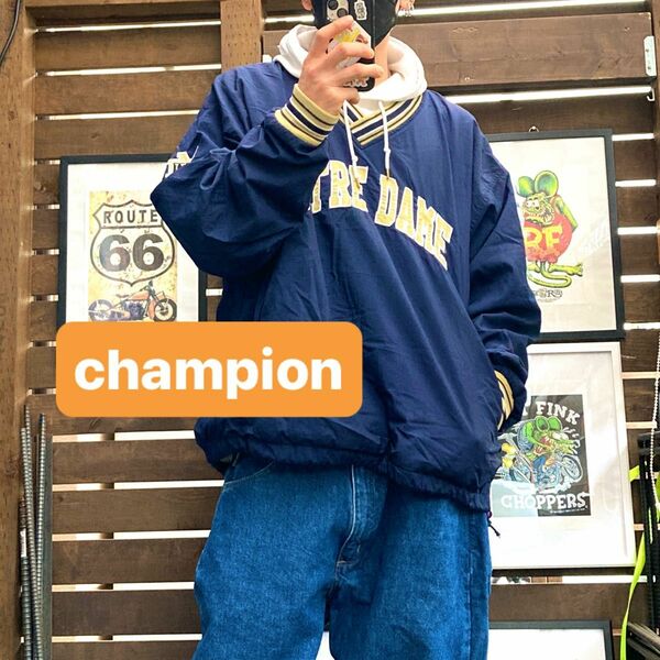 champion チャンピオン　プルオーバー　ナイロンジャケット　カレッジ　90s us古着 XL