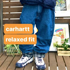 carhartt カーハート　リラックスフィット　デニムパンツ　裏地チェック　00s us古着　36×32