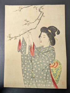 S42312 genuine work woodblock print ukiyoe .. beauty picture Suzuki ..... tree version .. large size era thing 