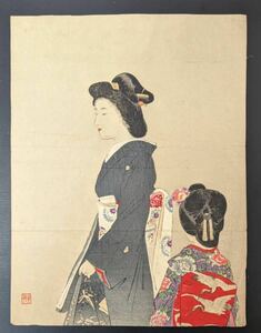 S42320 genuine work woodblock print ukiyoe .. beauty picture Suzuki .... tree version .. large size era thing 