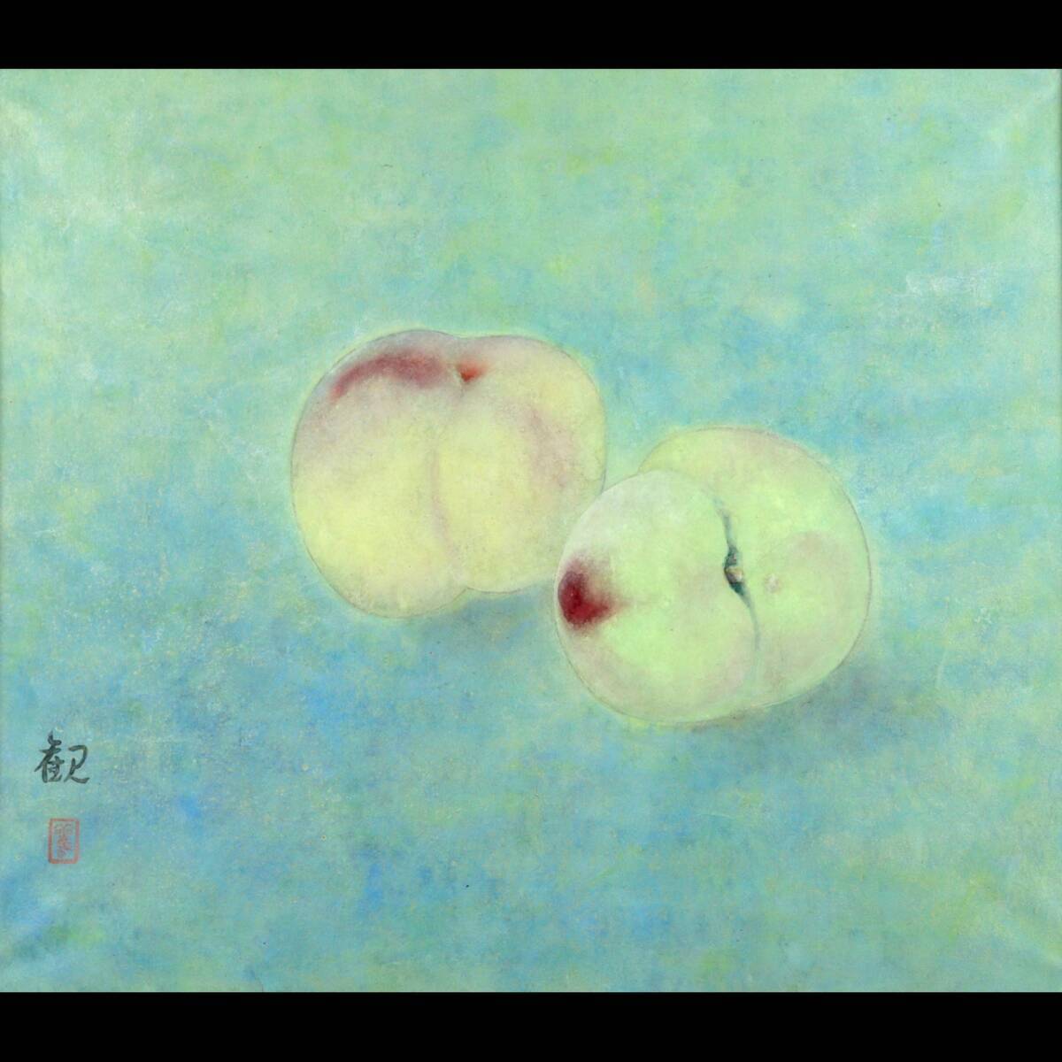 ｡◆ ◆ Garantierte Echtheit Kan Hamada Peach Handgeschriebenes japanisches Gemälde Nr. 6 T[B66]Q/24, 3 Umdrehungen/SI/(140), Malerei, Japanische Malerei, Andere