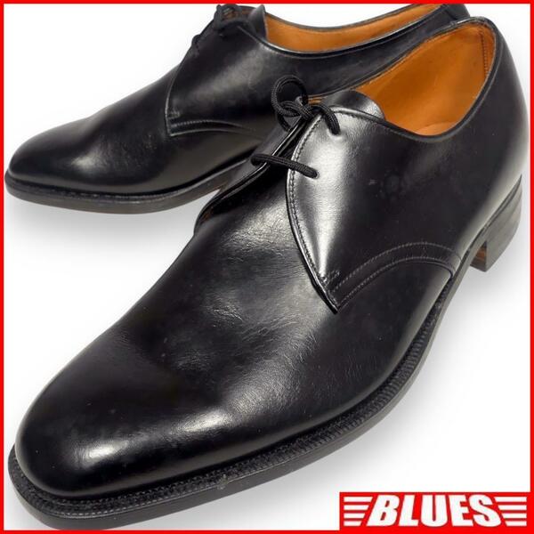 即決★英国製 K SHOES★25.5cm位 レザーレースアップシューズ メンズ 70 黒 本革 本皮 革靴 プレーントゥ 80’s ビンテージ vintage