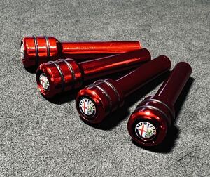 ★ Alfa Romeo アルファロメオ 3Dロゴ ドアロックピン4本セット 旧ロゴ RED赤 ★