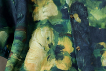 新品 RFAUSNTIY 緑黄花 半袖【XL】サマーシャツ メンズ シルクタッチ シャツ 花柄 油絵 アート デザイナーズ 半袖シャツ オープンカラー_画像3