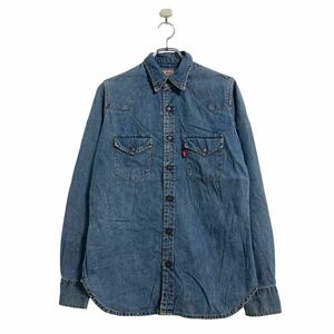 a604-6907 Levi's 長袖 デニムシャツ M ブルー リーバイス ウエスタン 古着卸 アメリカ仕入