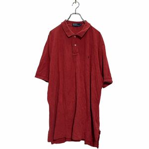 a604-7237 Polo Ralph Lauren 半袖 無地ポロシャツ 2XL レッド ポロラルフローレン ビッグサイズ ワンポイント 鹿子 古着卸 アメリカ仕入