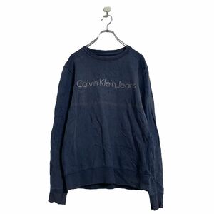 a604-7536 Calvin Klein Jeans ロゴ スウェット トレーナー S ネイビー カルバン・クライン 古着卸 アメリカ仕入