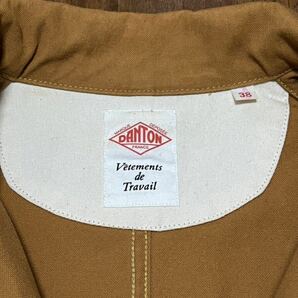 最終 格安 美品 DANTON ダントン カバーオール ラウンドカラー ジャケット コットン 38 M L キャメル 即決 転売歓迎の画像3