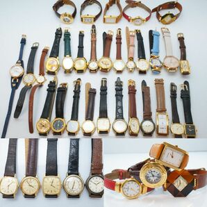 D82●美品含む 30点セット GOLD COLOR ゴールド金 レディース腕時計 革 レザー SEIKO/CITIZEN/CASIO/ENICAR/TISSOT/LONGINES 他 大量まとめの画像1