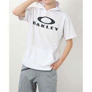 【3L】新品定価7150円/オークリー OAKLEY メンズ スウェットパーカー　半袖パーカー　春夏　吸汗速乾　UVカット　リフレクター　ホワイト