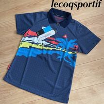 【L】送料無料/新品定価12100円/lecoqsportif/ルコックスポティッフ/ルコックゴルフ/レディース/半袖ポロシャツ/ゴルフシャツ/高機能/紺_画像2