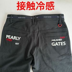 4/M 新品/パーリーゲイツ/PEARLY GATES/メンズ/春夏/ストレッチショートパンツ/ロゴ/BIGロゴ/カッコイイ/接触冷感/黒/ブラック/