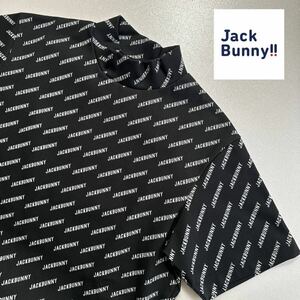 5/新品/Jack Bunny!! PEARLY GATES/ジャックバニー ロゴ総柄 ストレッチ/オシャレ/メンズ/半袖モックシャツ/父の日プレゼントにおすすめ/黒