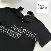 5/L 新品/JACK BUNNY (ジャックバニー)メンズ] 半袖 ポロシャツ PEダブルカノコ ゴルフシャツ　ゴルフウェア　父の日プレゼントに◎ 黒　BK_画像1