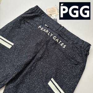 5/L 春夏新品/PGG/パーリーゲイツ/ピージージー/高級ゴルフウェア/総柄/ハーフパンツ/ゴルフパンツ/スラックス/半ズボン/ネイビー系